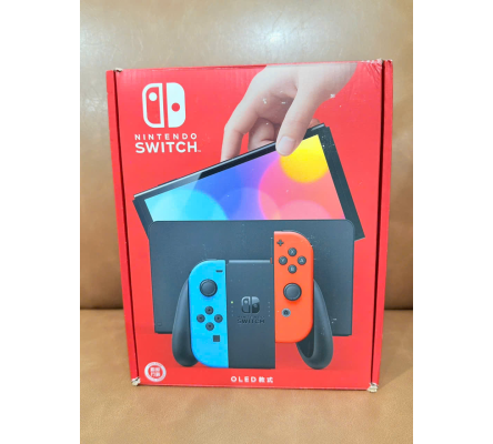 Nintendo Switch OLED model with Neon Red Blue Joy‑Con Like New