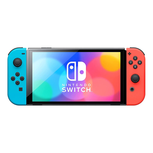 Nintendo Switch OLED model with Neon Red Blue Joy‑Con Like New