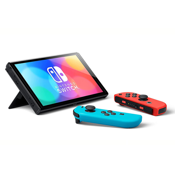 Nintendo Switch OLED model with Neon Red Blue Joy‑Con Like New