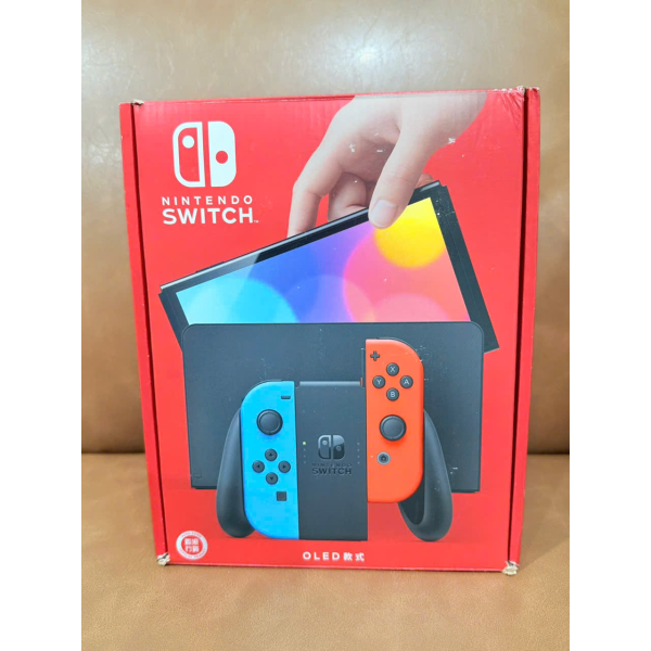 Nintendo Switch OLED model with Neon Red Blue Joy‑Con Like New